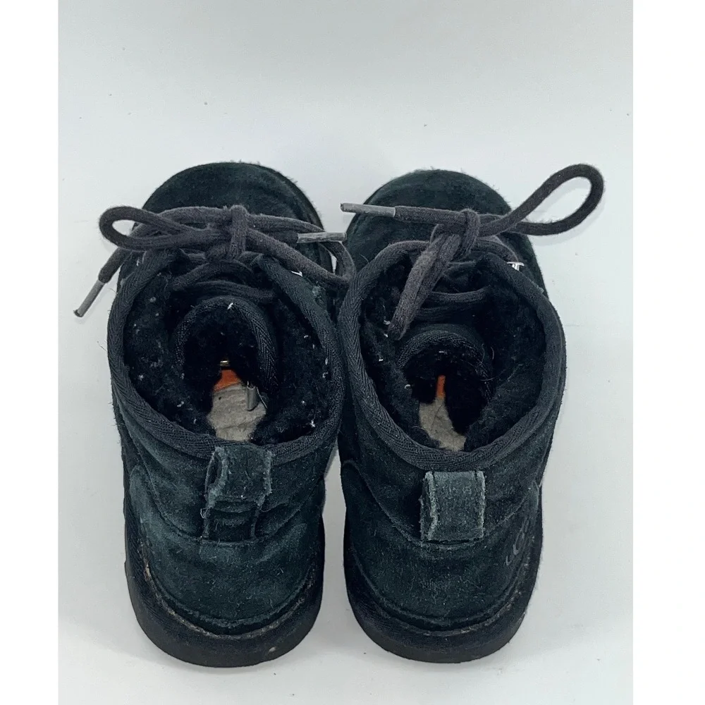 UGG Australia Kids Black Suede Leather‎ Lace Up Ankle Boots Size 5 Neumel ll